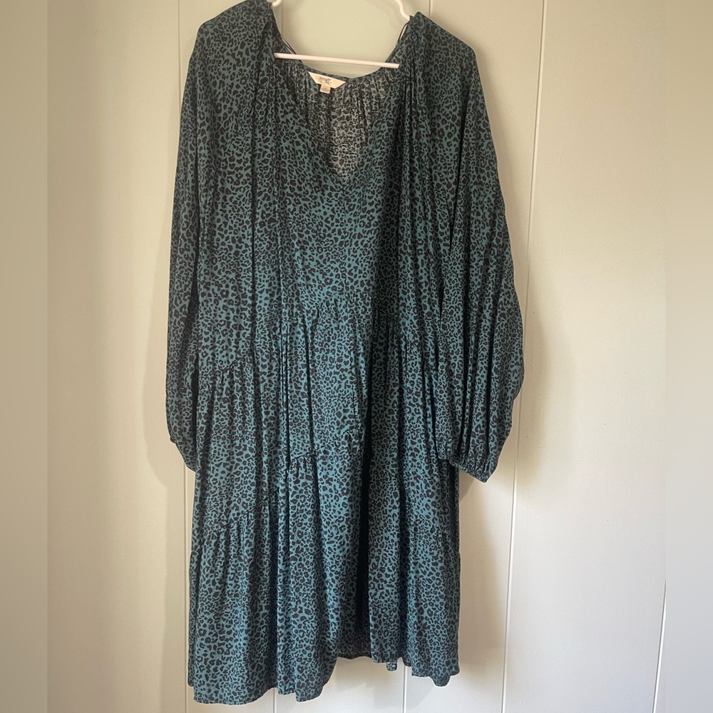 Terra & Sky Teal and Black Animal Print Blouse